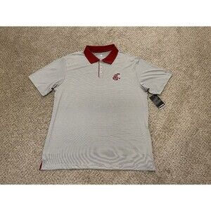 Men's XL Colosseum Gray / Red Washington State Cougars Polo NWT